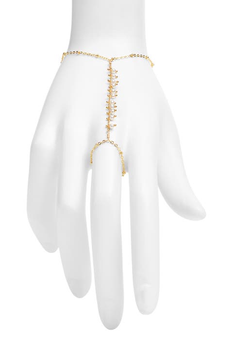 Faux Pearl Cluster Hand Chain