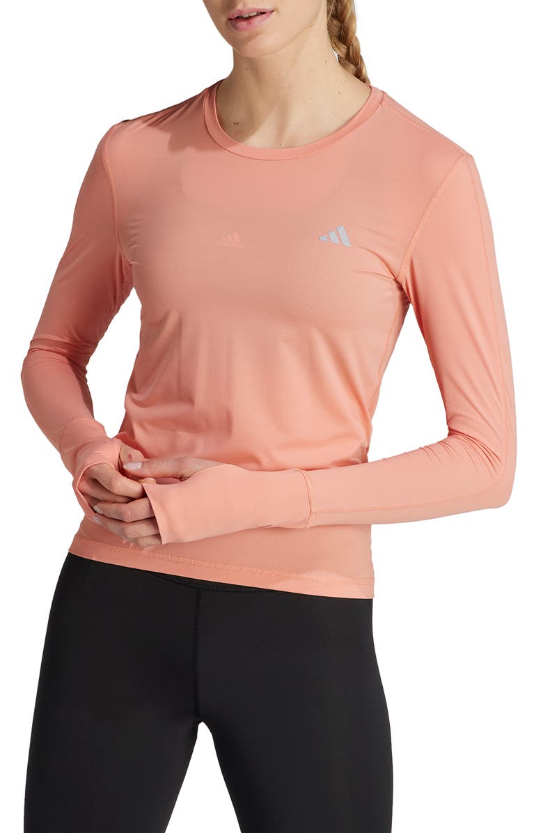 adidas Fast Long Sleeve T-Shirt, Main, color, Wonder Clay