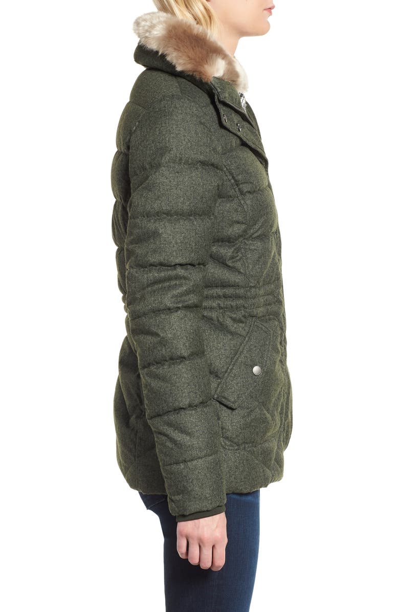 Barbour Langstone Faux Fur Trim Quilted Coat, Alternate, color,