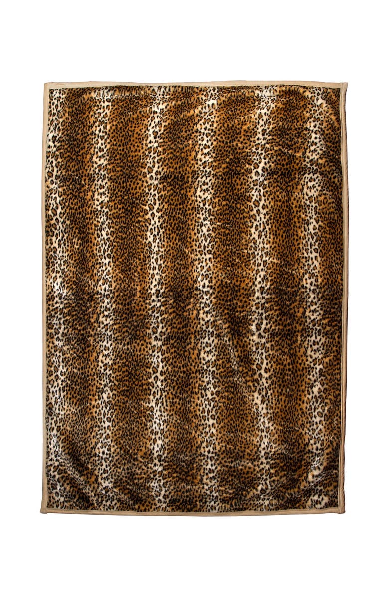 LUXE Faux Fur Throw - Leopard, Main, color,