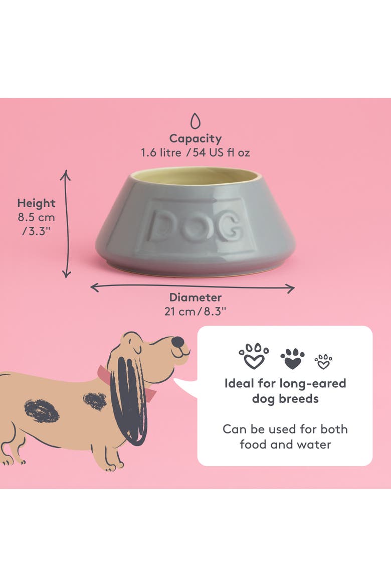 Non Tip Dog Bowl,  8.3 Inch, 54oz, Food & Water Angled Dish, Alternate, color, Gray