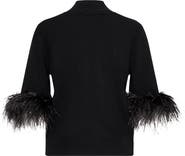 Milly Feather Cuff Short Sleeve Sweater