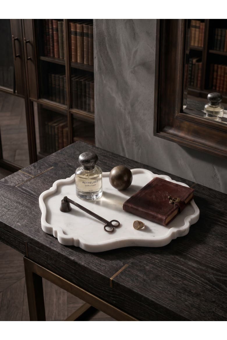Cascade White Marble Tray, Alternate, color, Ivory