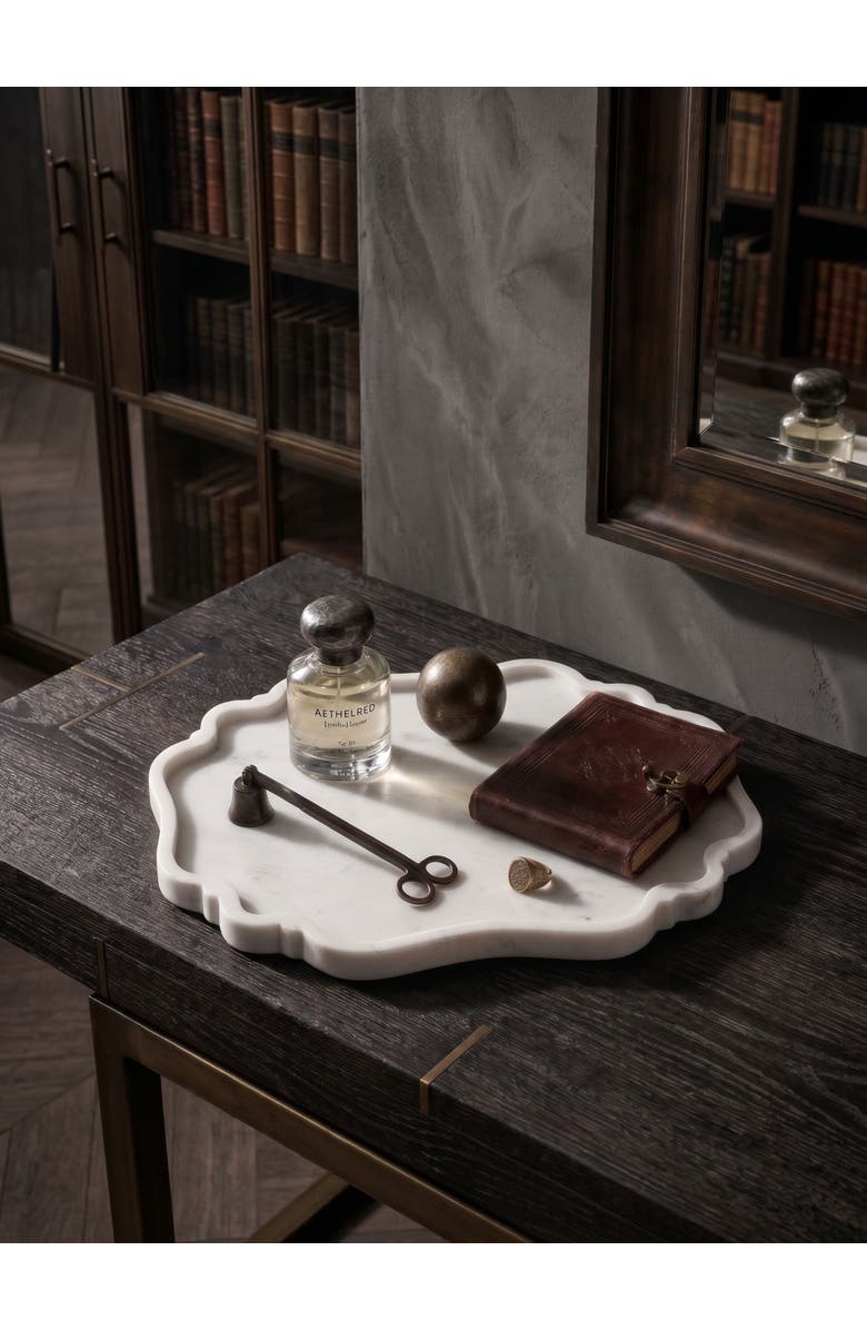 GAURI KOHLI Cascade White Marble Tray, Alternate, color, Ivory White