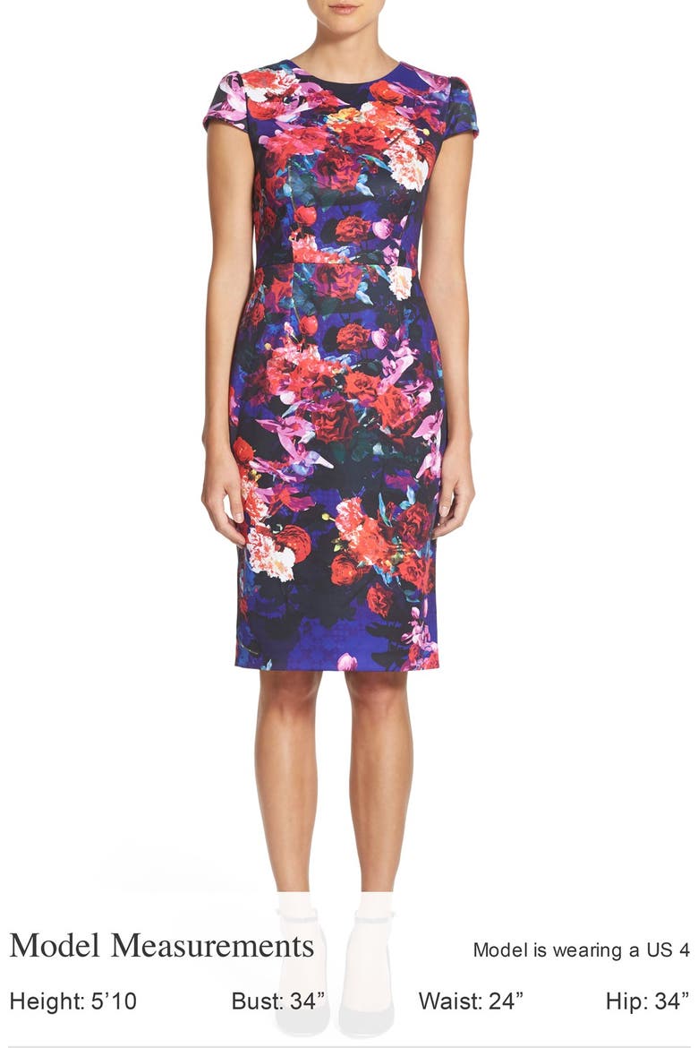 Print Stretch Midi Dress, Alternate, color, BLACK MULTI