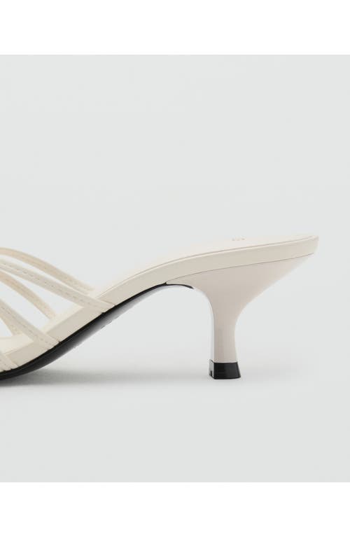 Mango Metallic Detail Kitten Heel Slide Sandal In White