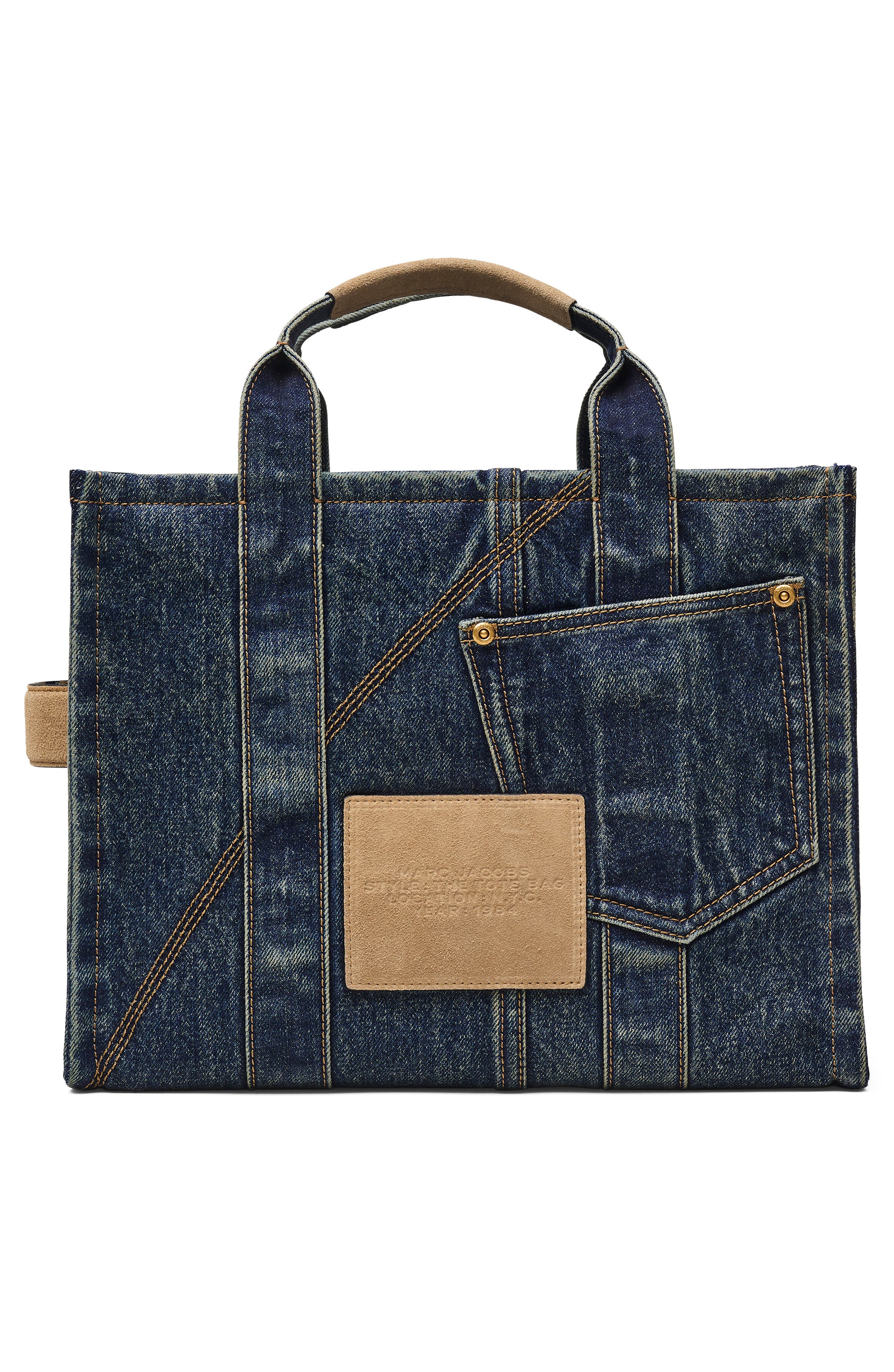 Marc Jacobs The Medium Denim Tote, Alternate, color, Dark Wash Indigo