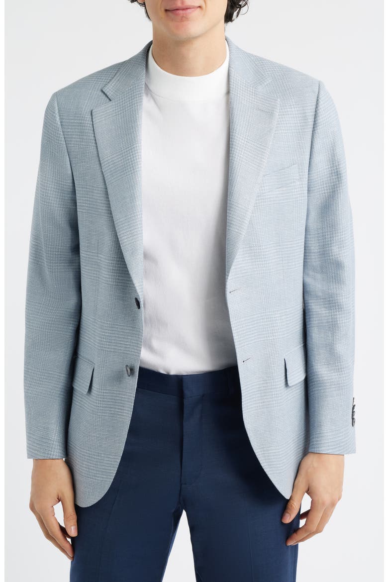 Hartford Classic Fit Light Blue Glen Check Linen & Wool Blend Sport Coat, Alternate, color, LIGHT BLUE