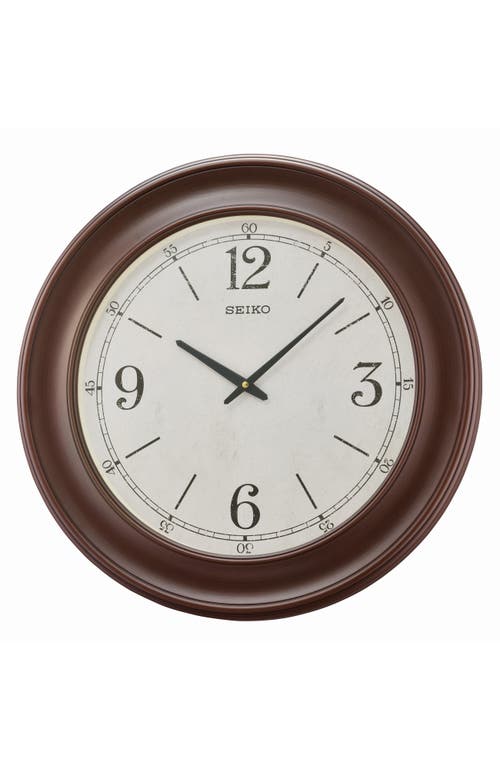 Seiko Noa Wide Frame Wall Clock In Brown