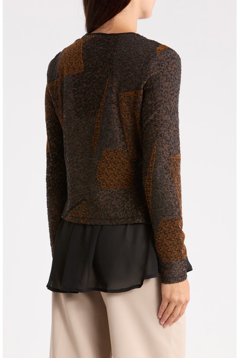 Mixed Media Long Sleeve Twofer Top, Alternate, color, MUSTARD
