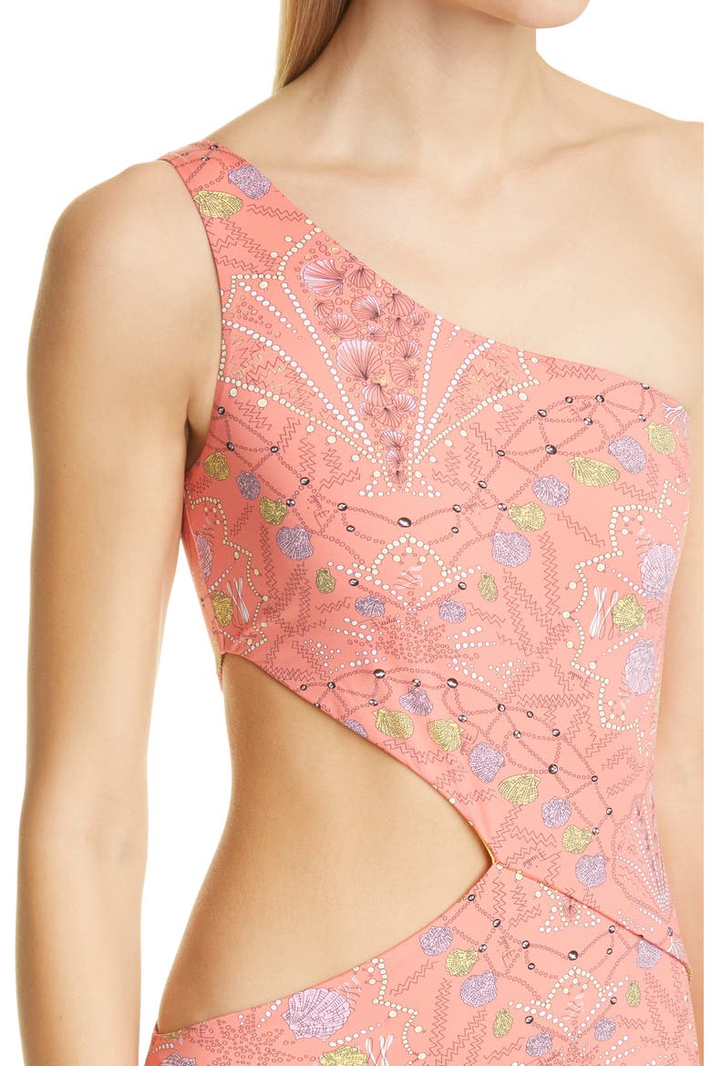 Cutout One-Piece Swimsuit, Alternate, color, CORAL