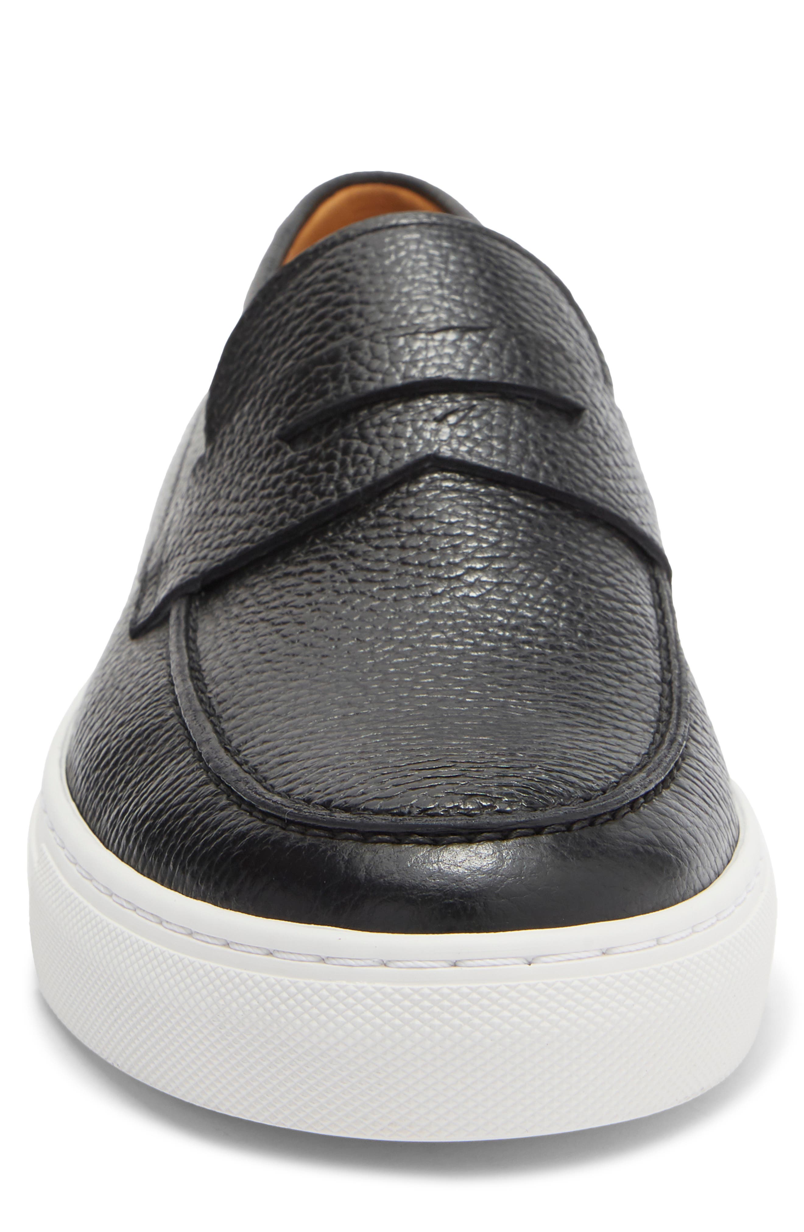 Magnanni Johnny Penny Loafer Sneaker, Alternate, color, Black Pebble