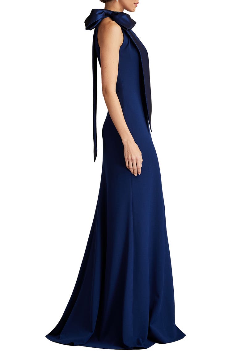 Bow Neck Gown, Alternate, color, NAVY