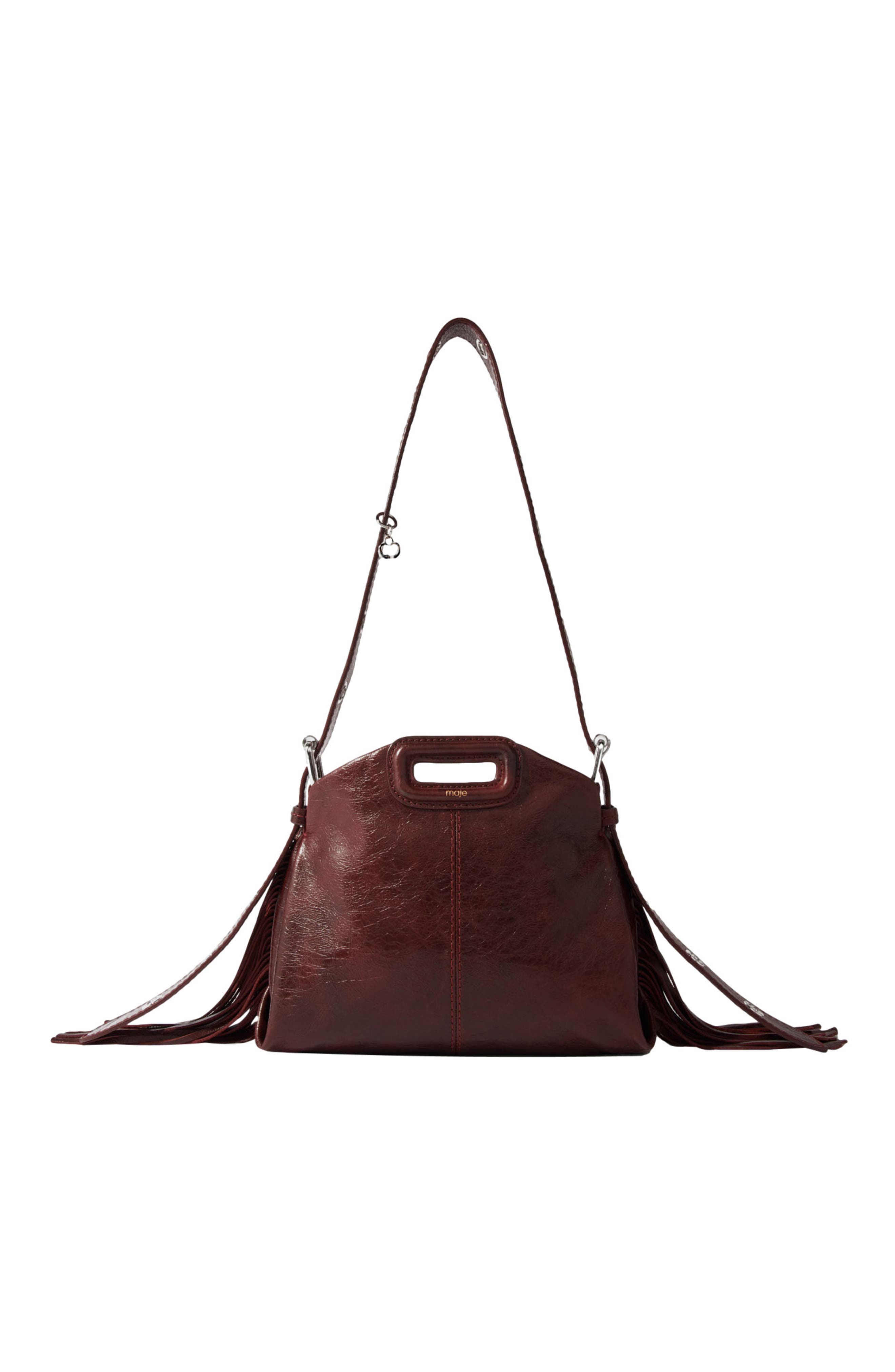 Miss M mini cracked leather bag, Main, color, Burgundy