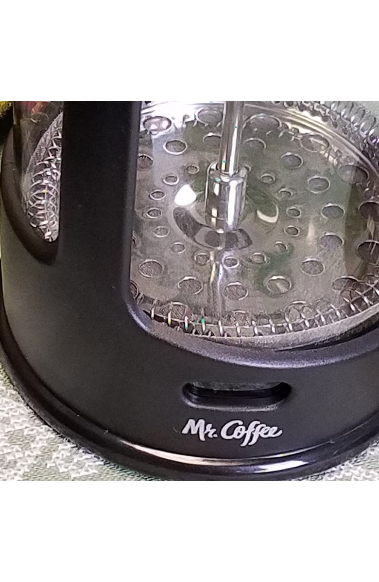 MR COFFEE Brivio 28 Ounce Glass French Press Coffee Maker with Plastic Lid, Alternate, color, Black