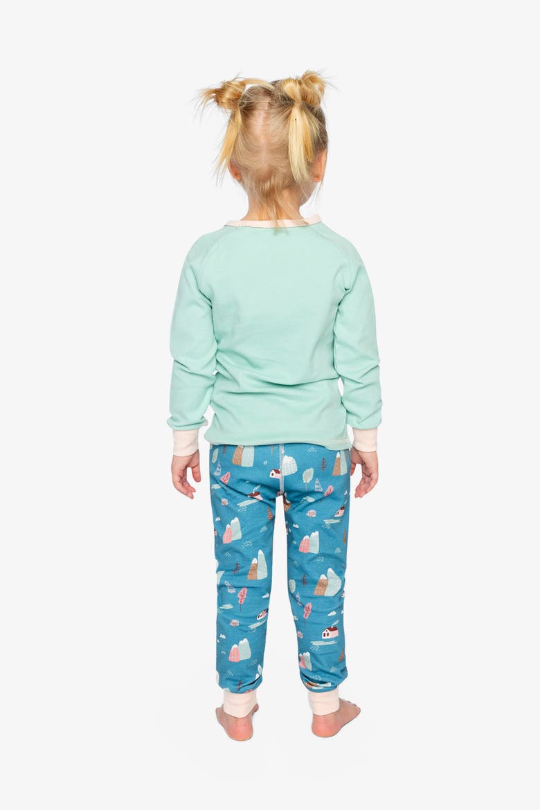 House Organic Cotton Top Pants Two Piece Pajama Set, Alternate, color, Blue Printed Houses