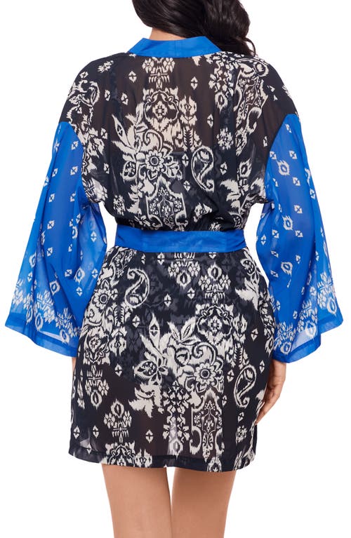 Miraclesuit ® Talavera Long Sleeve Cover-up In Midnight Blue/white