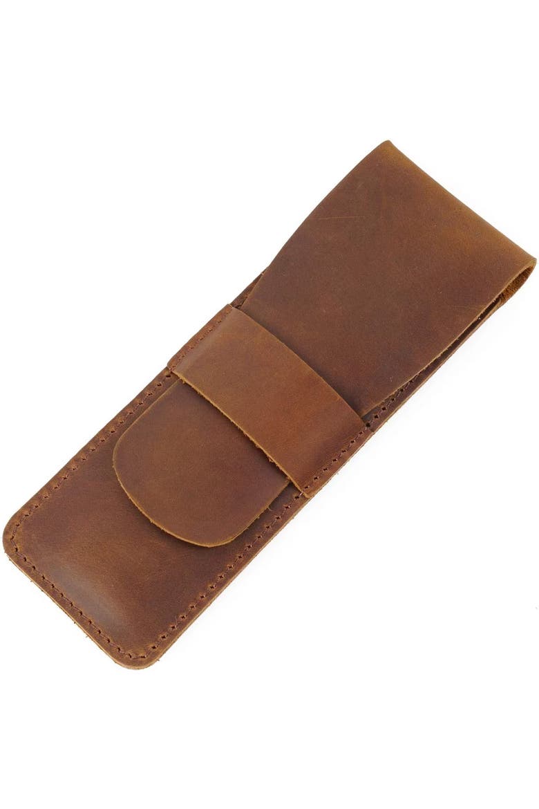Paiman Leather Pen Holder | Handmade Leather Fountain Pen Pouch, Alternate, color, Brown