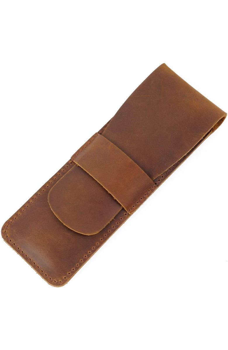 STEEL HORSE LEATHER Paiman Leather Pen Holder | Handmade Leather Fountain Pen Pouch, Alternate, color, Brown