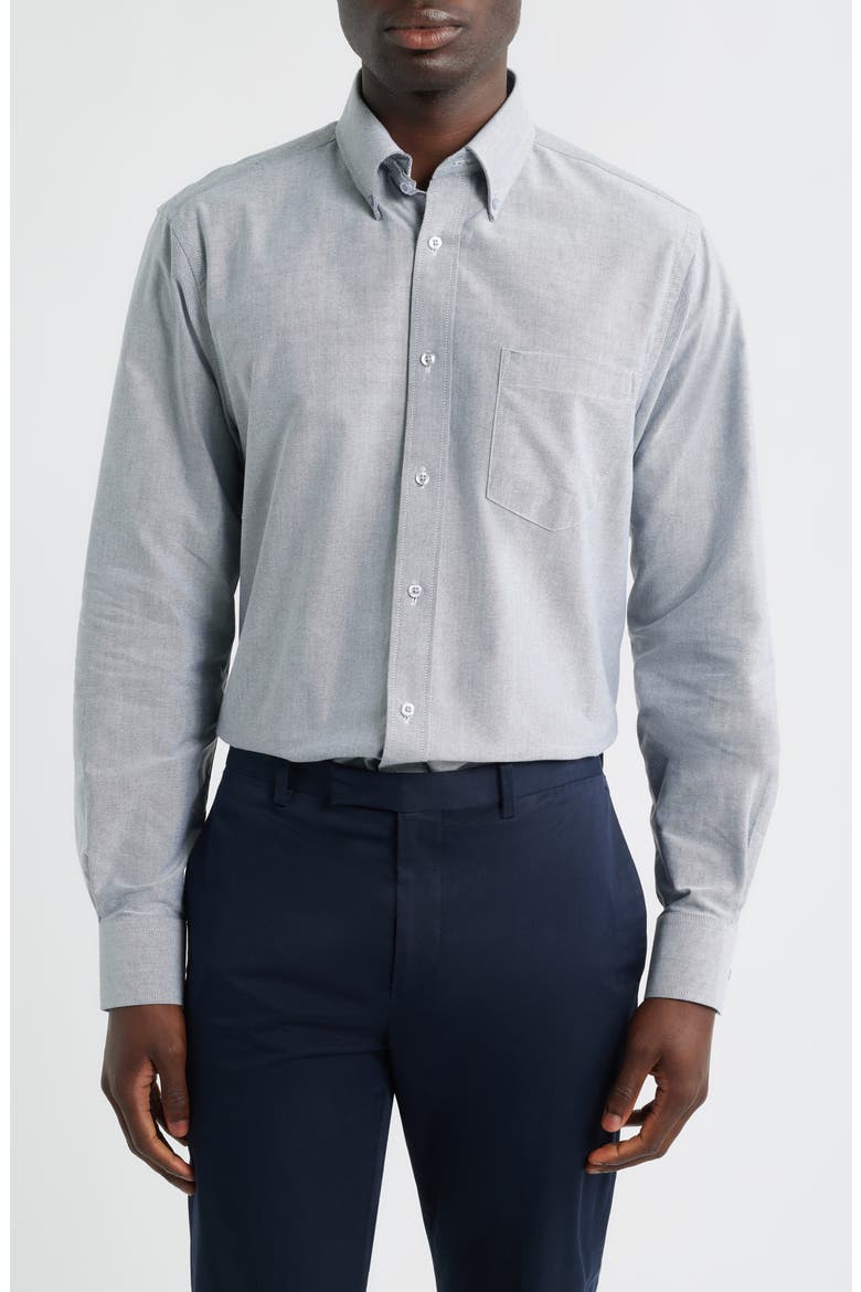 Regular Fit Solid Cotton Button-Down Oxford Shirt, Main, color, BLACK