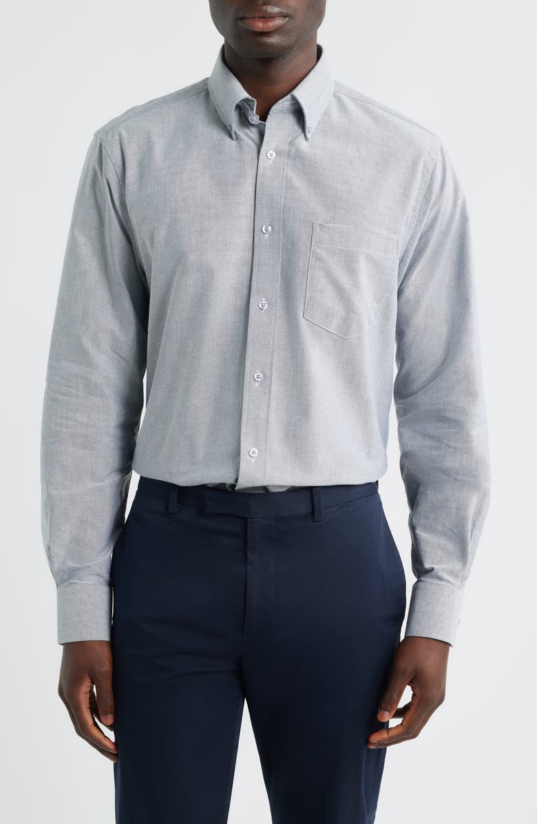 EAGLE Regular Fit Solid Cotton Button-Down Oxford Shirt, Main, color, Black