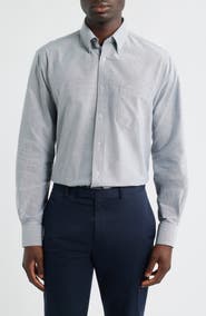 EAGLE Regular Fit Solid Cotton Button-Down Oxford Shirt