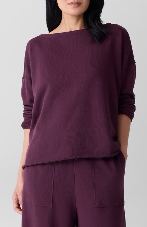 Eileen Fisher Boxy Bateau Neck Organic Cotton Top In Purple