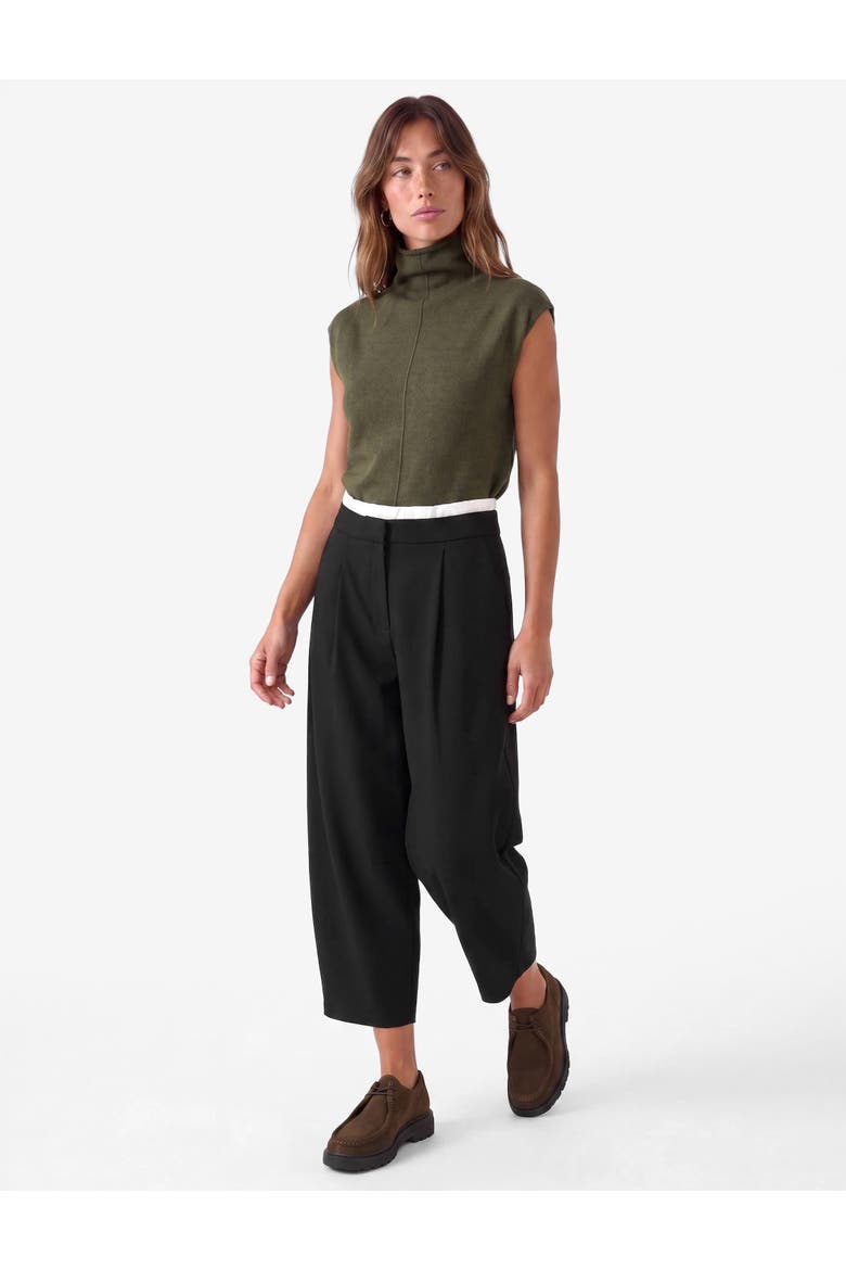 High Rise Pleated Barrel Trousers, Main, color, BLACK