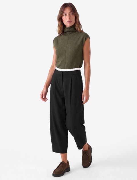 High Rise Pleated Barrel Trousers