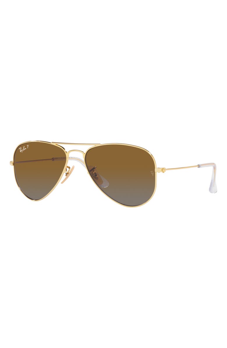 Ray-Ban Kids' Junior Aviator 52mm Gradient Polarized Pilot Sunglasses, Alternate, color, Gold Flash