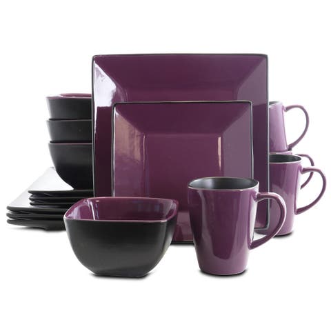 Mulberry Loft 16 Piece Modern Premium Stoneware Dinnerware Set with Complete Settings for 4