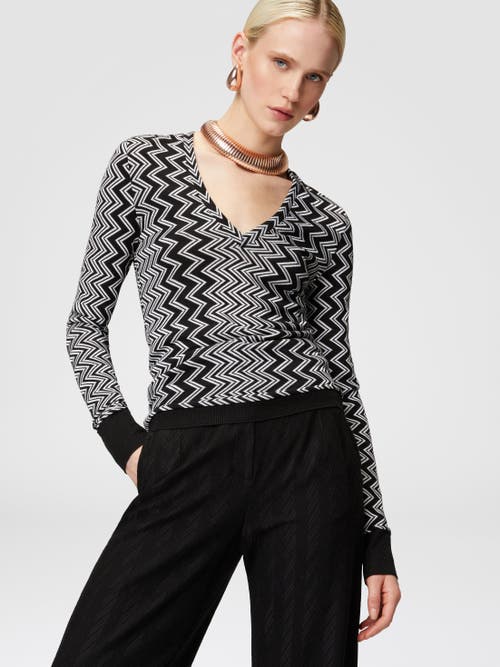 MISSONI MISSONI V-NECK SWEATER IN WOOL AND VISCOSE ZIG ZAG 