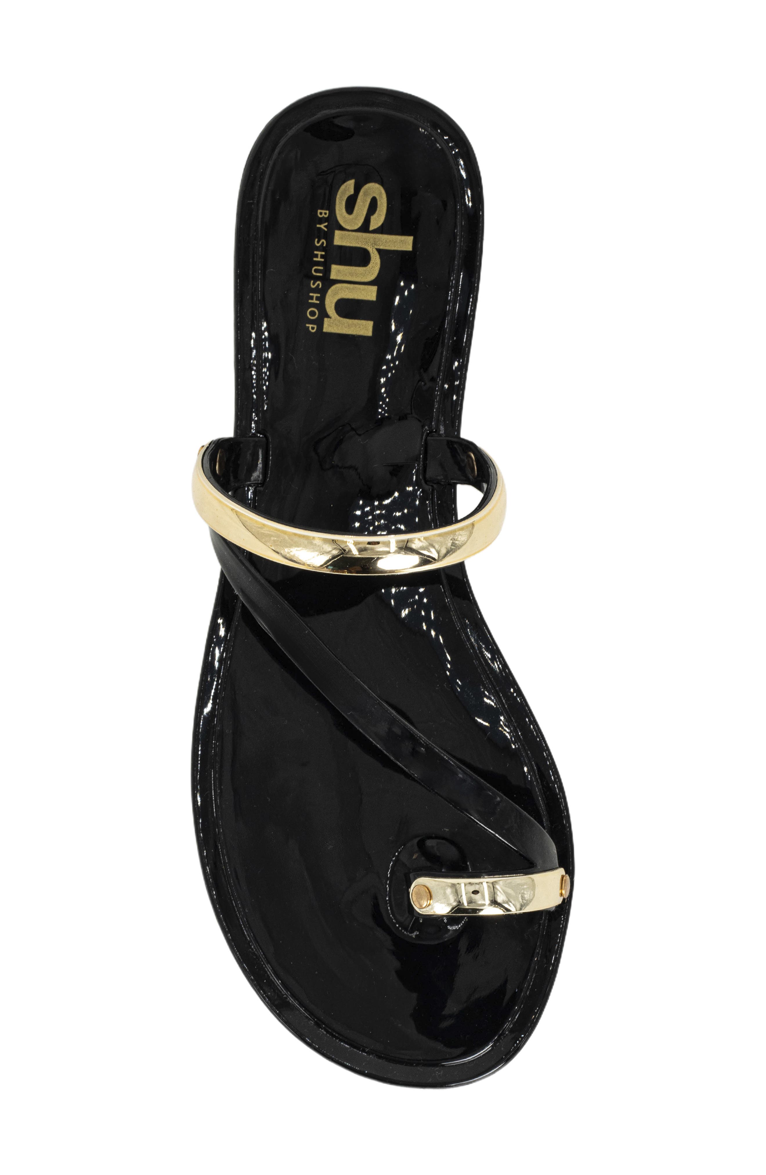 SHUSHOP Dottie Toe Loop Sandal, Alternate, color, Black