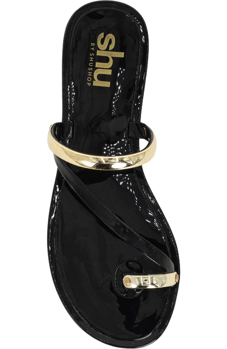 SHUSHOP Dottie Toe Loop Sandal, Alternate, color, Black
