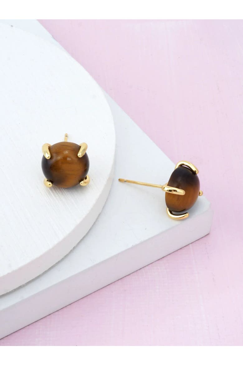 Tigers Eye Studs, Alternate, color, Brown