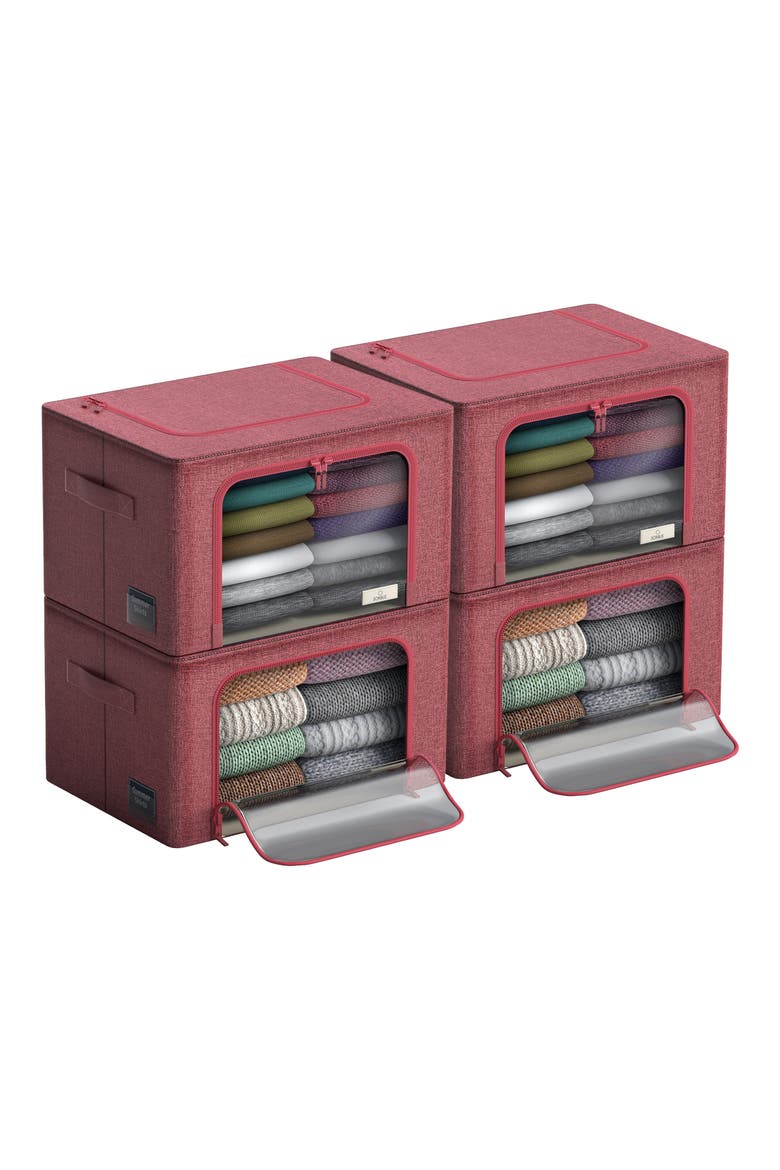 4-Pack Foldable Storage Boxes, Alternate, color, PINK