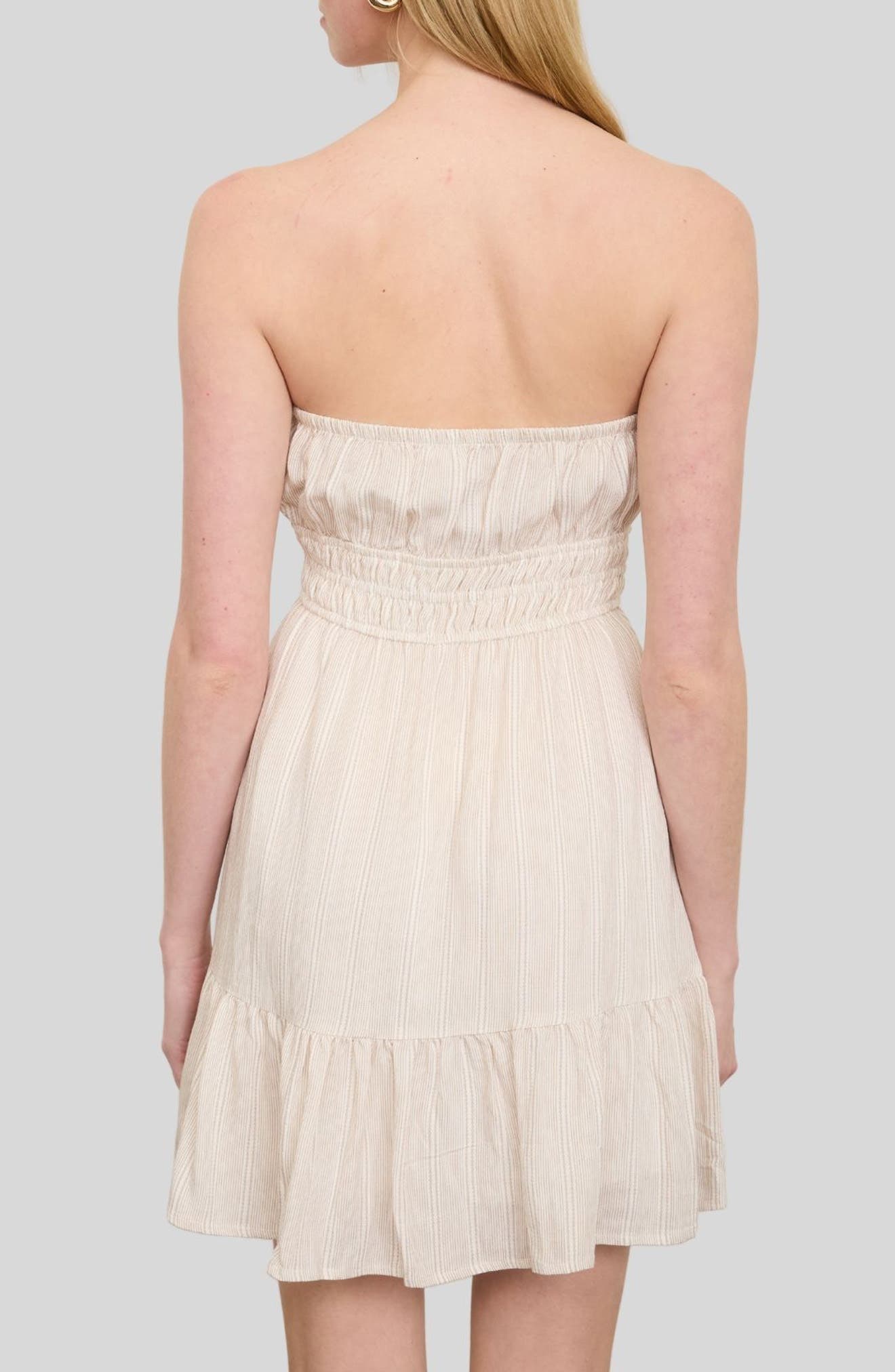 Stripe Ruffled Hem Strapless Dress - image 2