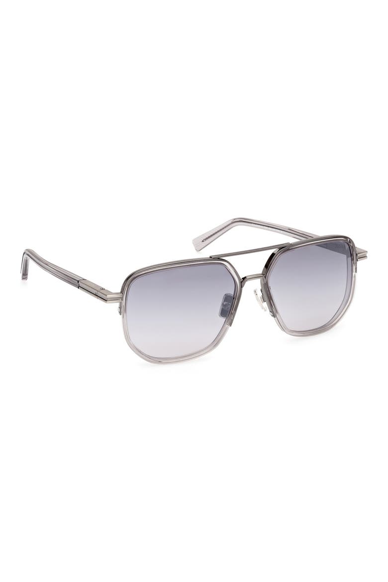 56mm Navigator Polarized Sunglasses, Alternate, color, SHINY TRANSPARENT GREY