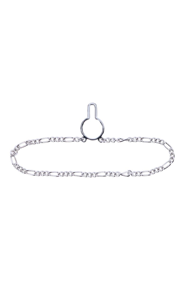 Trafalgar Sutton Sterling Silver Figaro Tie Chain, Main, color, Silver