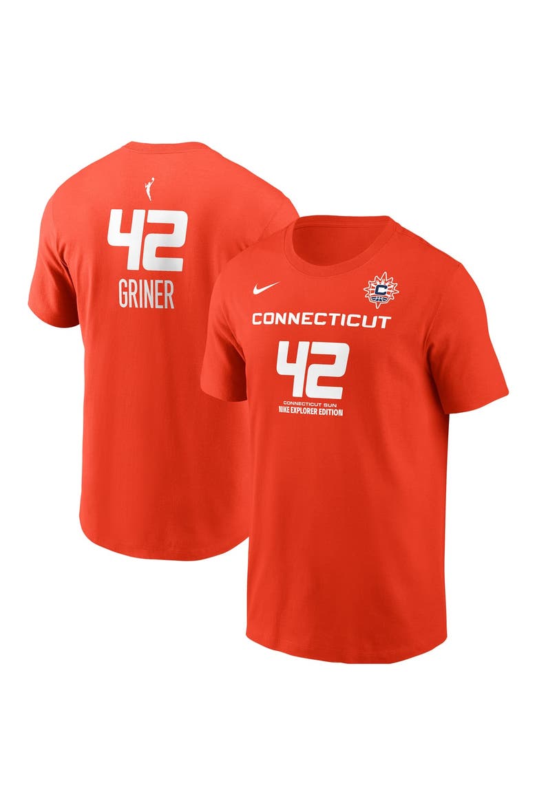 Men's Nike Brittney Griner Orange Connecticut Sun Explorer Edition Name & Number T-Shirt, Main, color, Orange