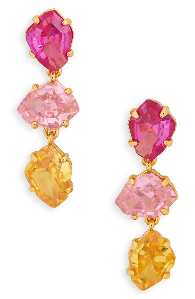 Kate Spade New York treasure trove cubic zirconia linear drop earrings, Main, color, Pink/ Yellow