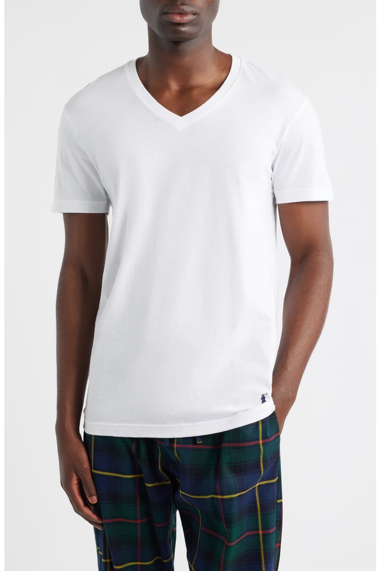 3-Pack Cotton V-Neck T-Shirts, Main, color, WHITE