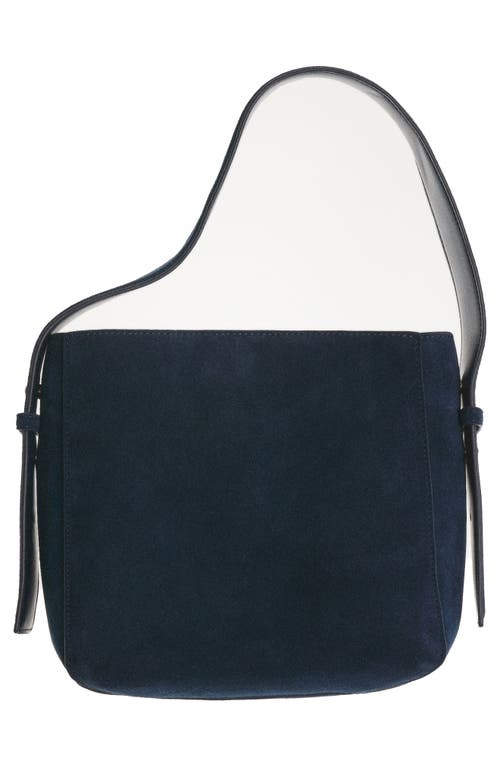 Mango Suede Shoulder Bag In Dark Navy