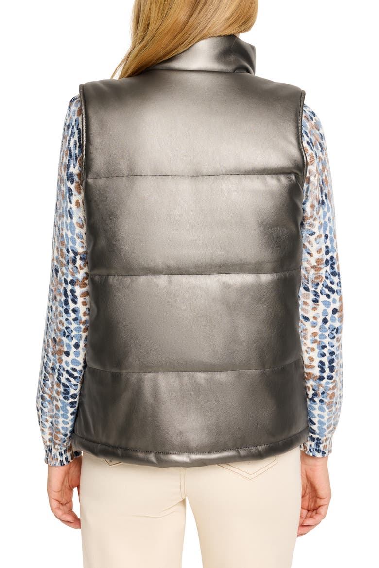 Metallic Faux Leather Puffer Vest, Alternate, color, BRONZE