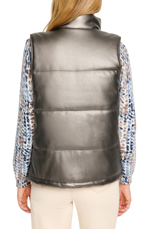 Nic + Zoe Metallic Faux Leather Puffer Vest In Bronze In Bronze