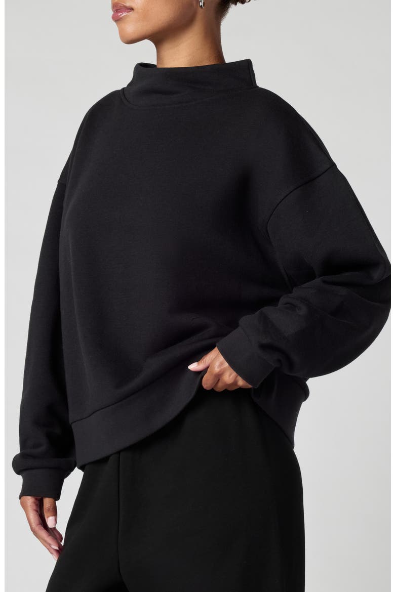 Mock Neck Sweatshirt, Alternate, color, BLACK