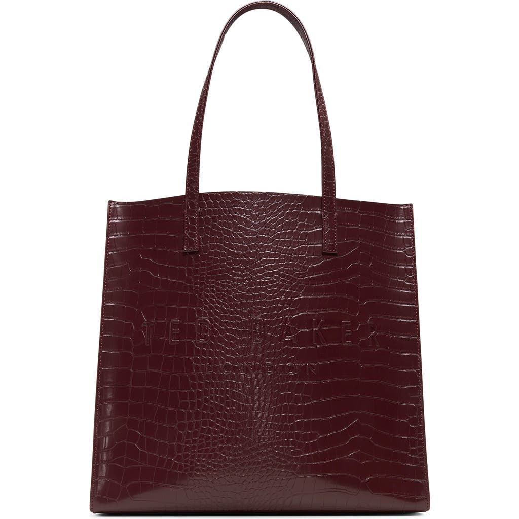 Ted Baker Soocon Faux Leather Tote In Burgundy