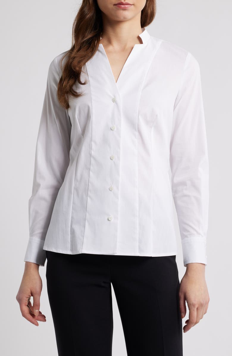 Anne Klein Button-Up Poplin Blouse, Main, color, Bright White