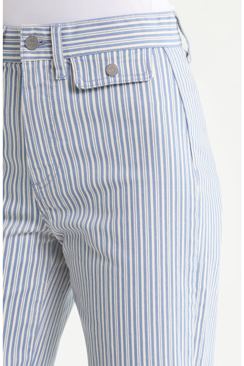 Anessa High Waist Button Pocket Raw Hem Ankle Flare Jeans, Alternate, color, BLUE BREEZE STRIPE