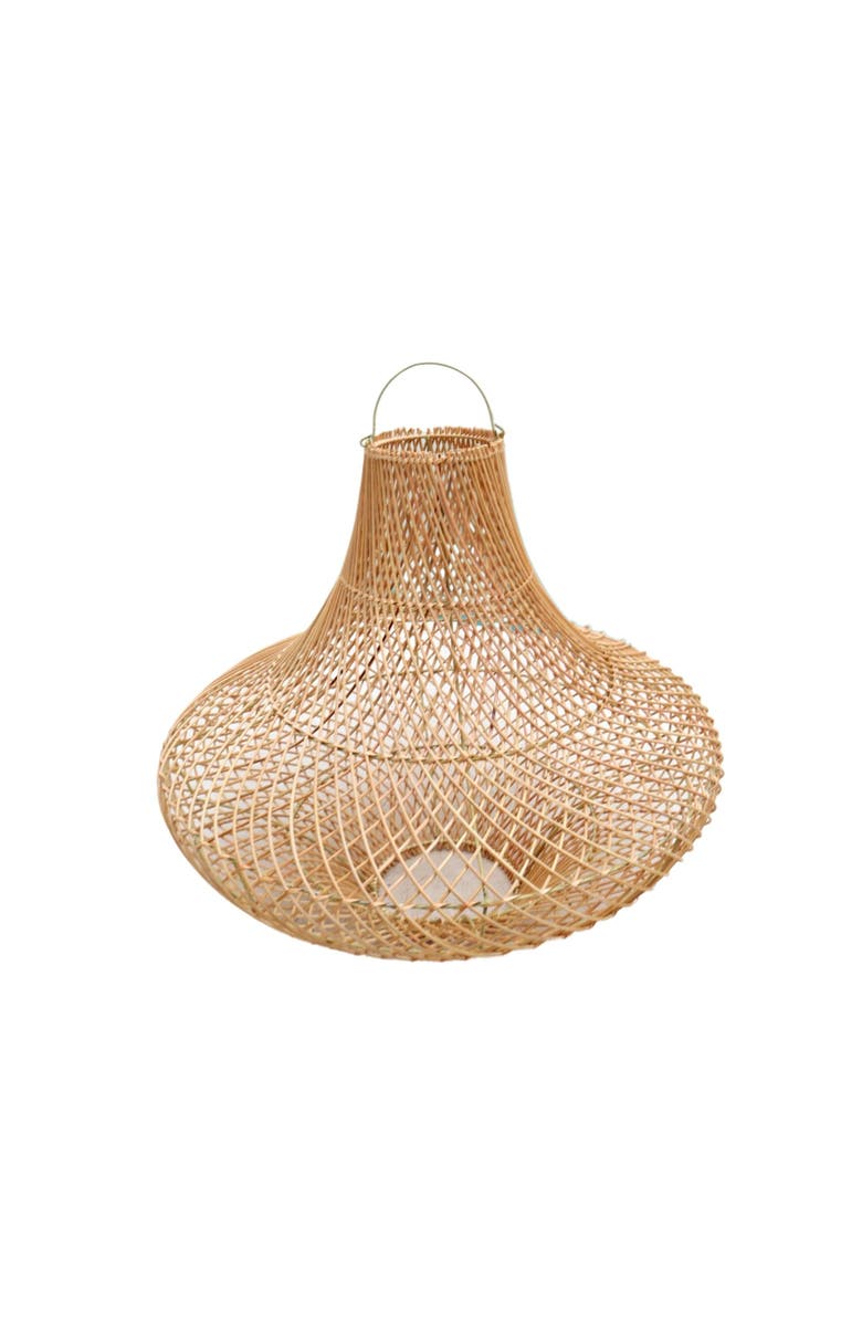 PINK HALEY Freya Bell Shape Rattan Pendant Light Fitting, Main, color, Brown